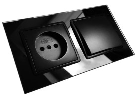 QUADRA Ramka poczwórna szklana czarna