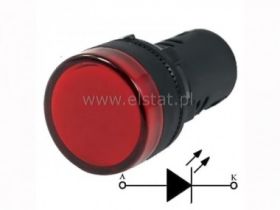 Kontrolka AD16-22DS Rm 230VAC czerwona 28mm
