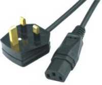 KAB45.815IEC Zasilajacy wtyk brytyjski GB - gniazdo PC dł. 1.5 m czarny z bolcem