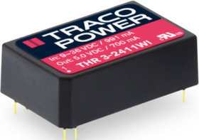 DC converter, 40-160 VDC, 3 W, 1 output, 5 VDC, 80 % efficiency, THR 3-7211WI