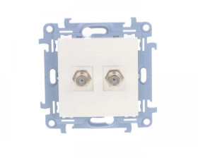 Simon 10 Gniazdo antenowe podwójne typu F biały CASF2.01/11