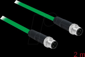 85918 Network cable M12 4 pin D-coded male to male TPU 2 m