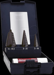 5209 HSS conical drill bit set, 3-30.5 mm, plastic case.