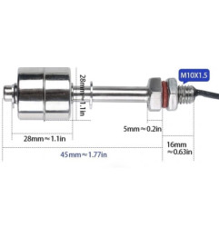 Czujnik poziomu cieczy / wody pływakowy 45mm / 125 C