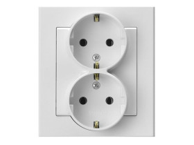 SONATA Gniazdo podwójne z uziemieniem IP20 z ramką biały GP-2RS/00 OSPEL