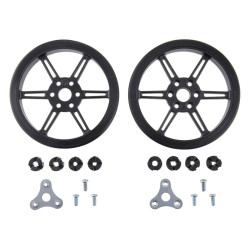Pololu Multi-Hub Wheel w/Inserts for 3mm/4mm Shafts - 80x10mm Black (2-Pack)