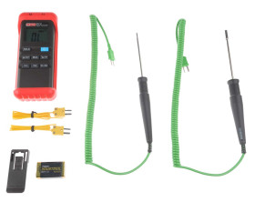 Termometr cyfrowy K liczba wejść 2 +1300 °C, +1999°F Przewodowy rozdzielczość 0,1°C, 0,2°F, skala: °F/°C RS PRO