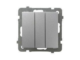 AS Wyłącznik potrójny zwierny przycisk srebro ŁP-24G/m/18 OSPEL