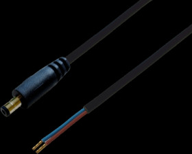 DC connection cable, 1.5 m, black, plug 2.5 x 5.5 mm, straight to open end, 075909