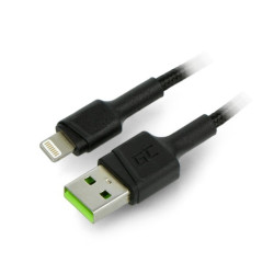 Przewód Green Cell USB A - lightning do iPhone/iPad/iPod - w oplocie nylonowym - 1,2m - czarny