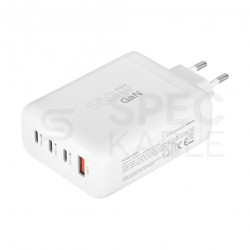 Ładowarka sieciowa GaN 1x USB typ-A Quick Charge 3.0 + 3x USB typ-C Power Delivery 3.1 [140W]