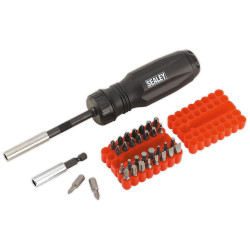 Sealey AK6498 Gearless Screwdriver with 33pc Bit Set