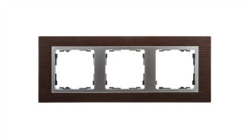 Simon 82 Ramka Potrójna Pozioma Drewniana Wenge/ Ramka Pośrednia Aluminium...