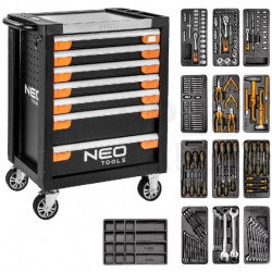 Szafka na narzędzia wózek warsztatowy wyposażony 7 szuflad 174 elementy 810x465x825mm PRO NEO 84-220+G