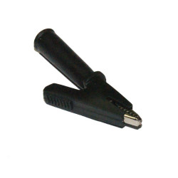 KROKODYL - GNIAZDO 4mm - KROKODYLEK POMIAROWY CZARNY IZOLOWANY 57mm