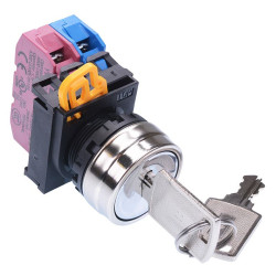 YW4K-3AE11N3 22mm Metal Bezel 3 Position Maintained Key Switch 1NO-1NC IP65 IDEC