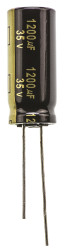 Kondensator 1200μF 35V dc Radialny, Otwór przelotowy Panasonic roztaw: 5mm 12.5 (Dia.) x 30mm