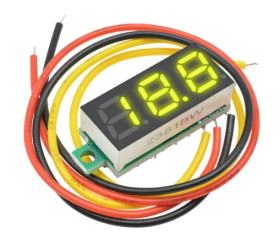 WOLTOMIERZ 0.28 0-100V DC, TRZY PRZEWODY (ZASILANIE+POMIAR), ŻÓŁTY (MIER-028-3-Y)