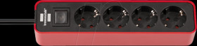 1153240070 Socket strip, 4-way, 1,5 m, red/black, with switch
