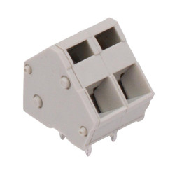 2-Way 5mm 45° Spring Clamp PCB Terminal Block Grey 15A 300V