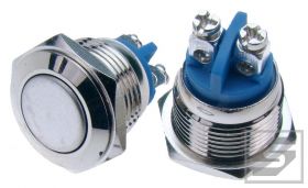 Przycisk wandaloodporny PW16P/B; 16mm;płaski;2A/250V;bistabilny;2pin