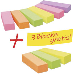 Post-It 670-6+3 Index Strips 15x50mm Neon Colours, 900 Sheets