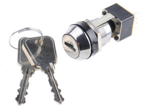 Wyłącznik kluczykowy, DPDT, 4 A @ 250 V ac 1-Way, -25 → +85°C