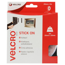 VELCRO&#xAE; Brand VEL-EC60216 Stick On Tape 20mm x 5m - White