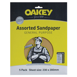Oakey 66261135688 Glasspaper Sanding Sheets 230 x 280mm Medium 80G (5)