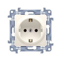 Simon 10 Gniazdo wtyczkowe Schuko pojedyncze (moduł) 16A, 250V, szybkozłącza kremowy CGSZ1C.01/41