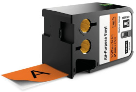 Taśma winylowa trwała do drukarek XTL 41mm x 7m czarna na pomarańczowym 1868769