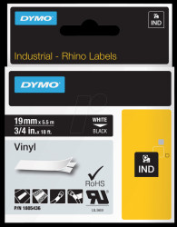 1805436 DYMO IND tape, vinyl, 19 mm, white/black