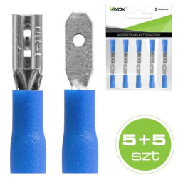 Konektor izolowany płaskii 4.8mm (męskie 5szt + żeńskie 5szt) niebieski VDD-4.8B Vayox