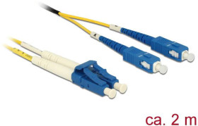 Delock 84610 światłowodowe do światłowodów kabel 2.00 m żółty [1x złącze męskie LC - 1x złącze męskie SC] 9/125 µ Single