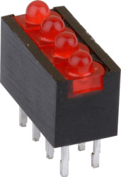 Signal light, red, 5 mcd, pitch 2.54 mm, LED number: 4, Z.2040R