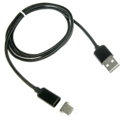 Kabel USB/MicroUSB Magnet. 1m 2,4A z LED mikro magnetyczny czarny