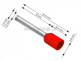 Końcówka rurkowa izolowana 0,75 L= 8mm (100szt)