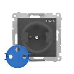 Simon 55 Gniazdo DATA z kluczem uprawniającym (moduł) 16 A, 250 V~, szybkozłącza Grafitowy mat TGD1CZ.01/116