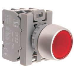 Przycisk sterowniczy 22mm podświetlany 1Z 1R z samopowrotem SP22-KLc-11-230-BA9S kryty czerwony Spamel