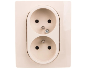 NILOE Gniazdo podwójne z/u kompaktowe 16 A 250 Vz przesłonami kremowe 764641