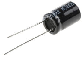 Kondensator 470μF 25V dc Radialny, Otwór przelotowy RS PRO roztaw: 5mm 10 (Dia.) x 15mm