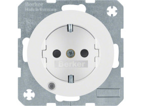 R.1/R.3 Gniazdo pojedyncze z uziemieniem schuko z diodą kontrolną LED biały 41102089 HAGER