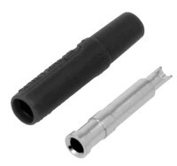 BAN20SCH-G-K-C Gniazdo bananowe lutowane na kabel - standard 2.0mm, czarne (Schutzinger)