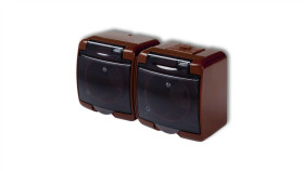 Junior Gniazdo Podwójne Z/U (Klapka Dymna) Brązowy 4Ghe-2Dp