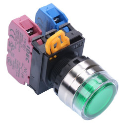 YW4L-AF2E11Q0G Green 22mm Metal Bezel Maintained Shrouded Push Button Switch 1NO-1NC IP65 IDEC