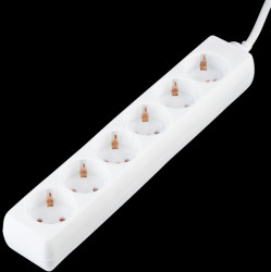 6-socket outlet, white, 3 m cable