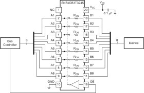 3.3-V, 1:1 (SPST), 8-channel FET bus switch with level shifter