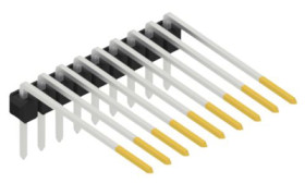 Pin header, 9 pole, pitch 2.54 mm, angled, black, SL32079S