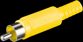 RCA connector with bend protection, yellow