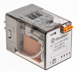 Przekaźnik mocy 230V ac DPDT Finder 1.3W, Wciskane 7250Ω Styk płytki drukowanej